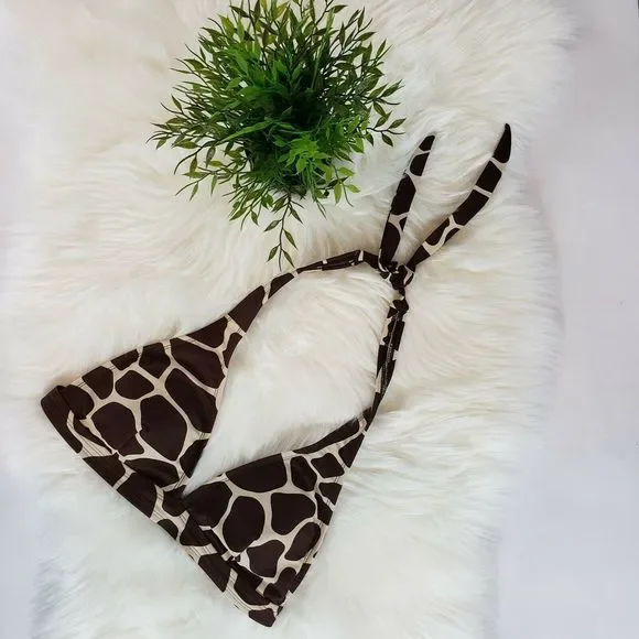 ISSAC MIZRAHI Animal Girafee Print Bra Top Size L - Picture 7 of 7